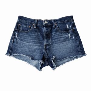 Levi’s 501 Button Fly Distressed Cutoff Denim Shorts Size 30